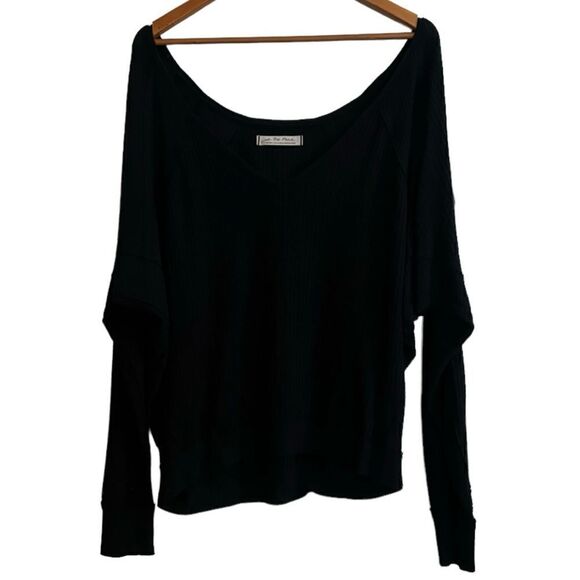 We The Free Waffle Knit Slouchy Oversized Off the Shoulder Long Sleeve Top Med - Picture 1 of 6